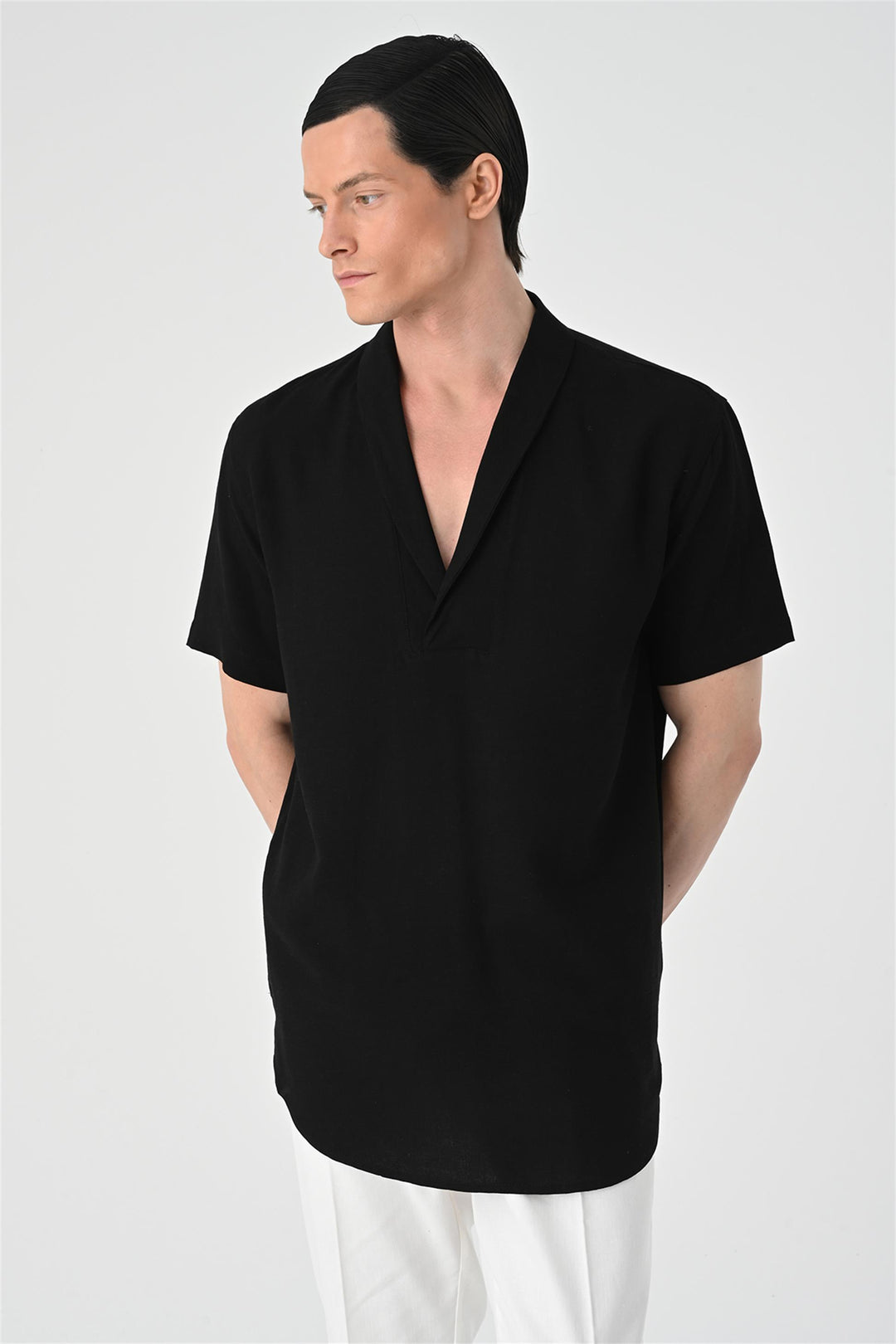 ANT Relax Fit Shawl Collar Short Sleeve Men's Shirt - Hoogeveen