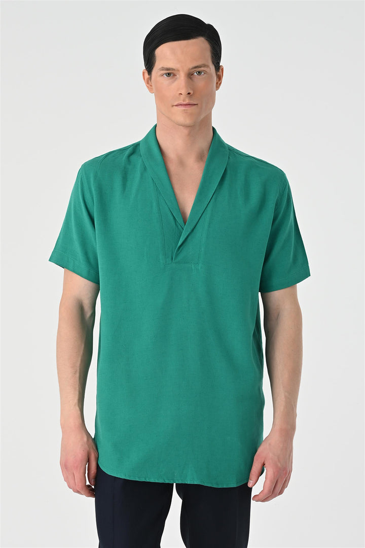 ANT Relax Fit Shawl Collar Short Sleeve Men's Shirt - Flensburg
