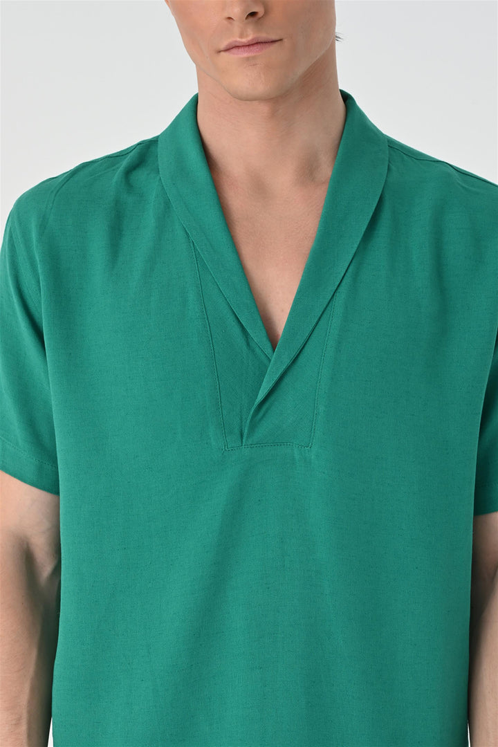 ANT Relax Fit Shawl Collar Short Sleeve Men's Shirt - Flensburg