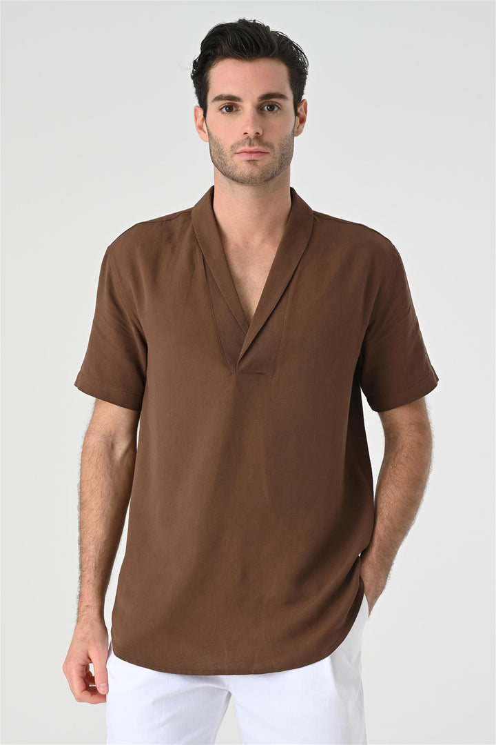 ANT Relax Fit Shawl Collar Short Sleeve Men's Shirt - Folsom
