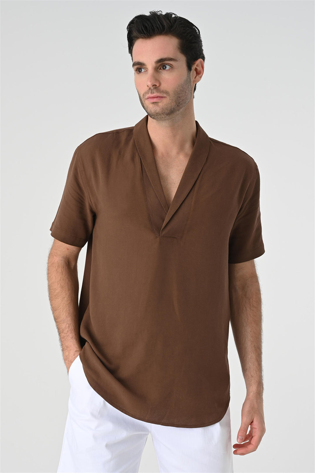 ANT Relax Fit Shawl Collar Short Sleeve Men's Shirt - Folsom