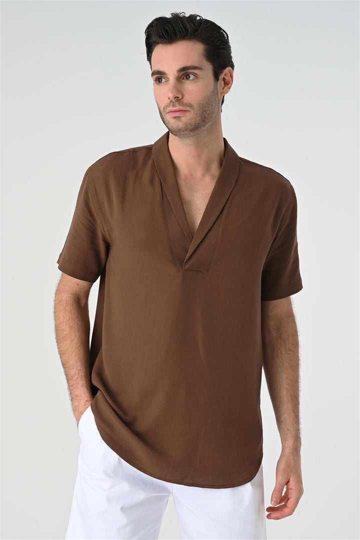 ANT Relax Fit Shawl Collar Short Sleeve Men's Shirt - Folsom
