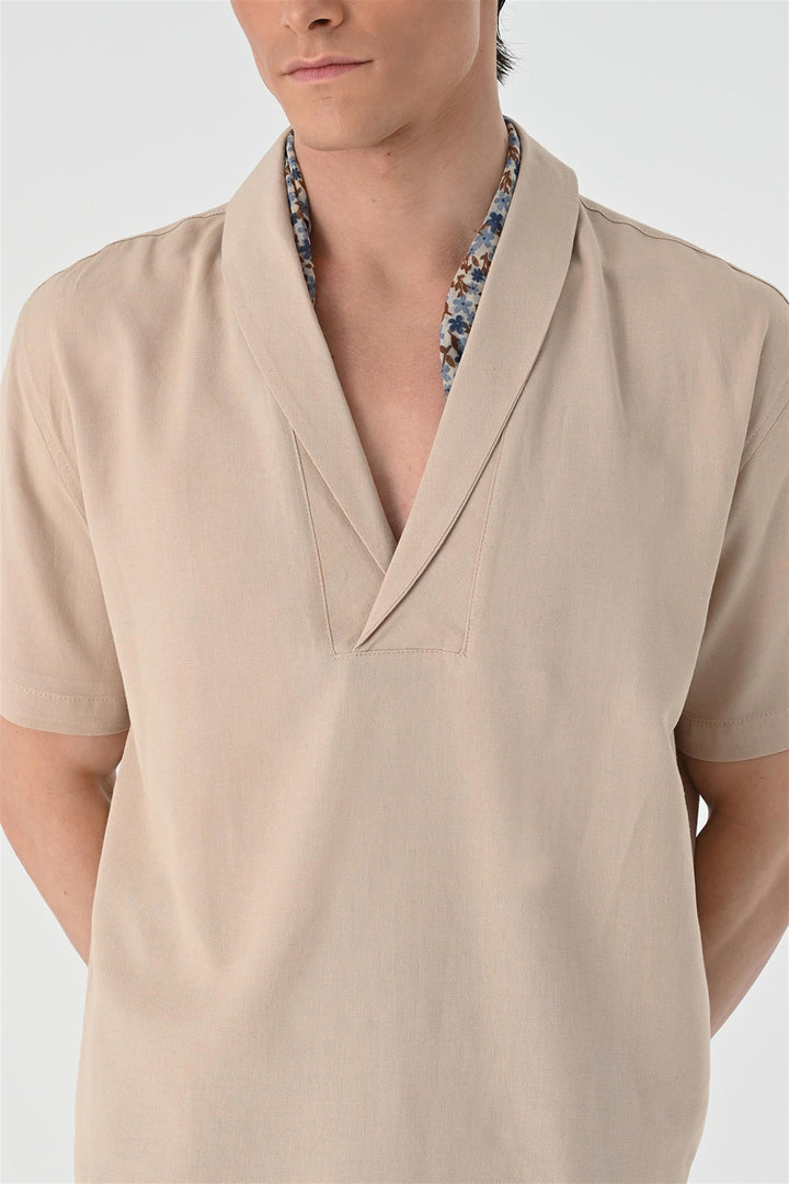 ANT Relax Fit Shawl Collar Short Sleeve Men's Shirt - La Presa