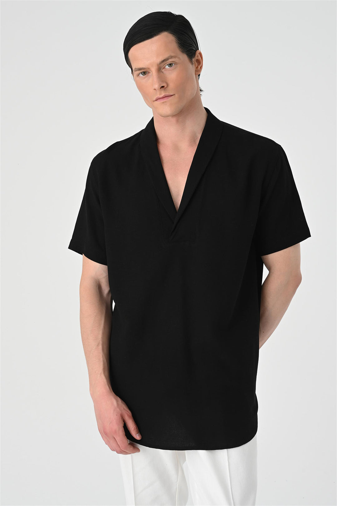 ANT Relax Fit Shawl Collar Short Sleeve Men's Shirt - Hoogeveen