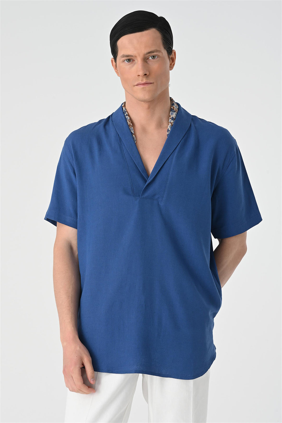 ANT Relax Fit Shawl Collar Short Sleeve Men's Shirt - Marion