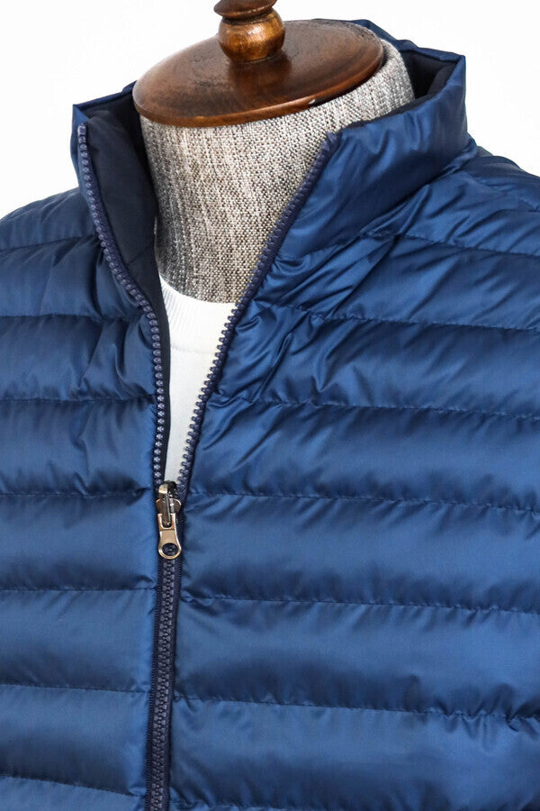 WSS Reversible Quilted Standing Collar Blue Men Down Vest  - Royal Leamington Spa