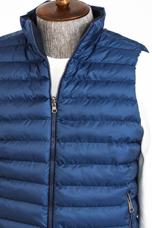WSS Reversible Quilted Standing Collar Blue Men Down Vest  - Royal Leamington Spa