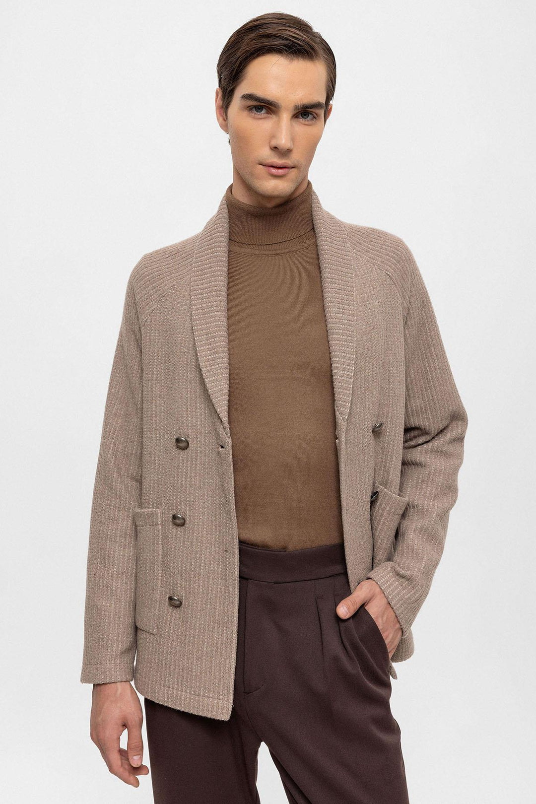 ANT Shawl Collar Double Breasted Closure Men's Cardigan - Alcobaça
