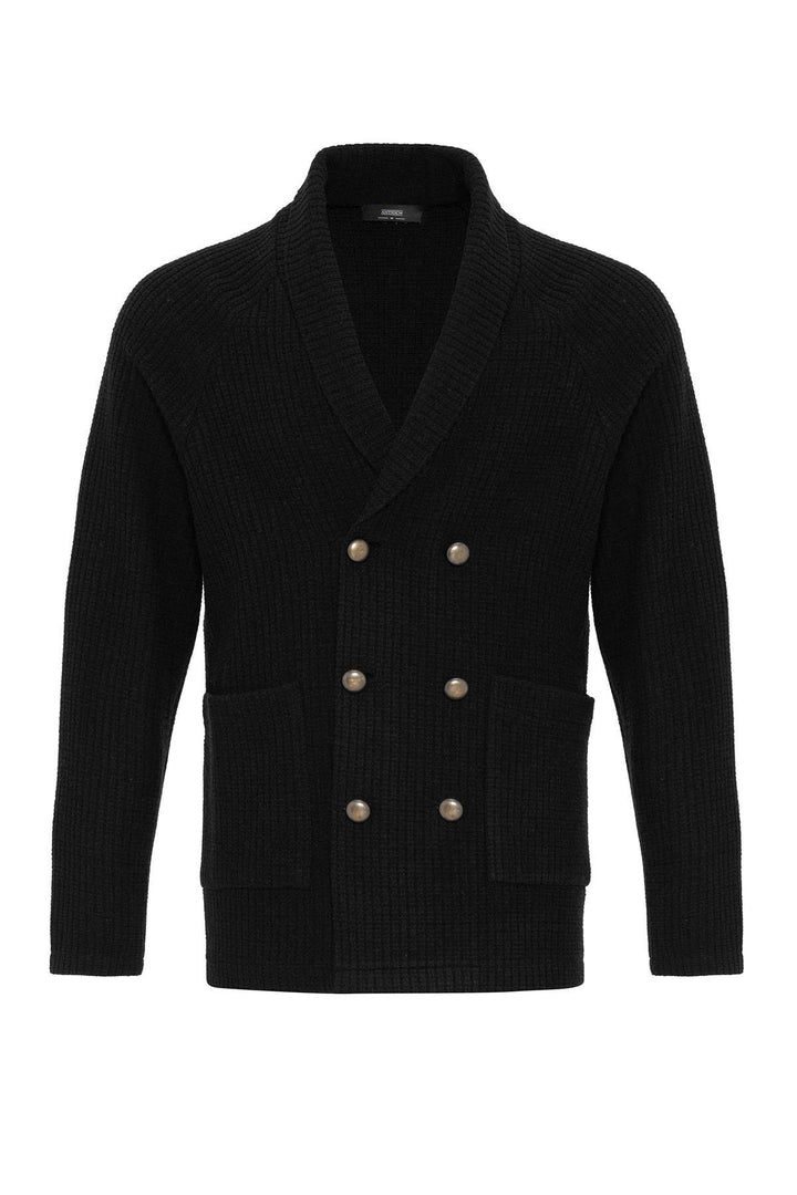 ANT Shawl Collar Double Breasted Closure Men's Cardigan - Ciudad Melchor Múzquiz