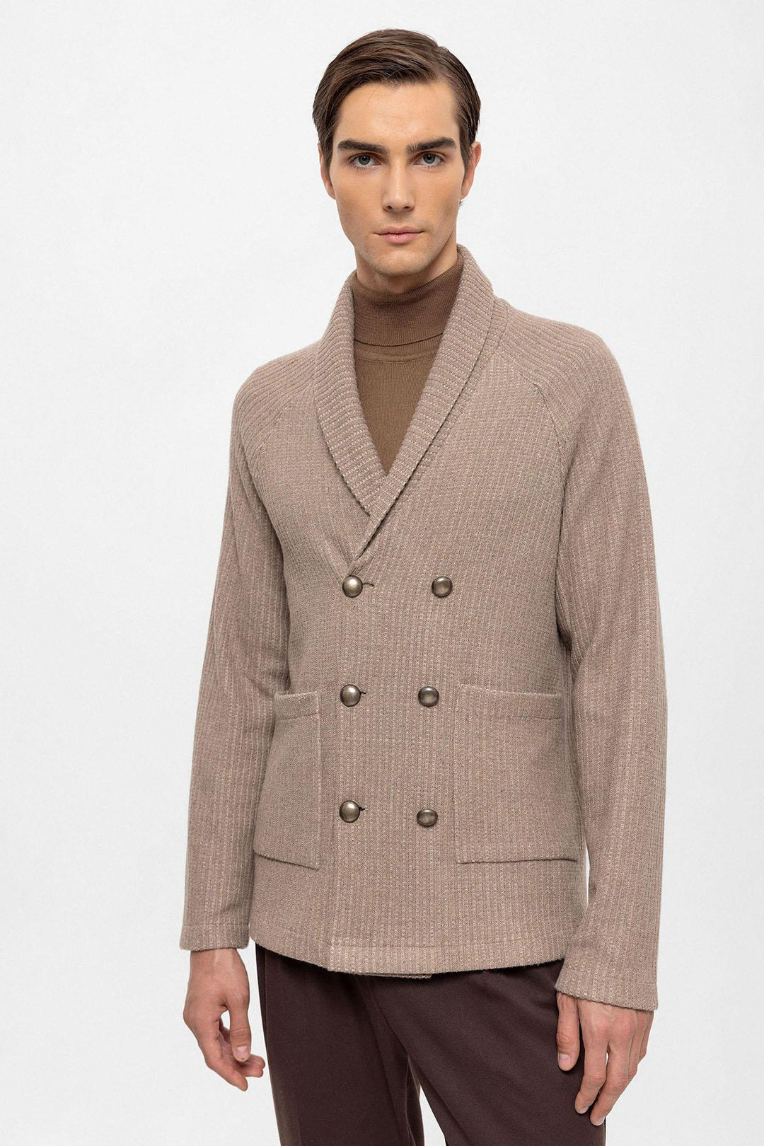 ANT Shawl Collar Double Breasted Closure Men's Cardigan - Alcobaça