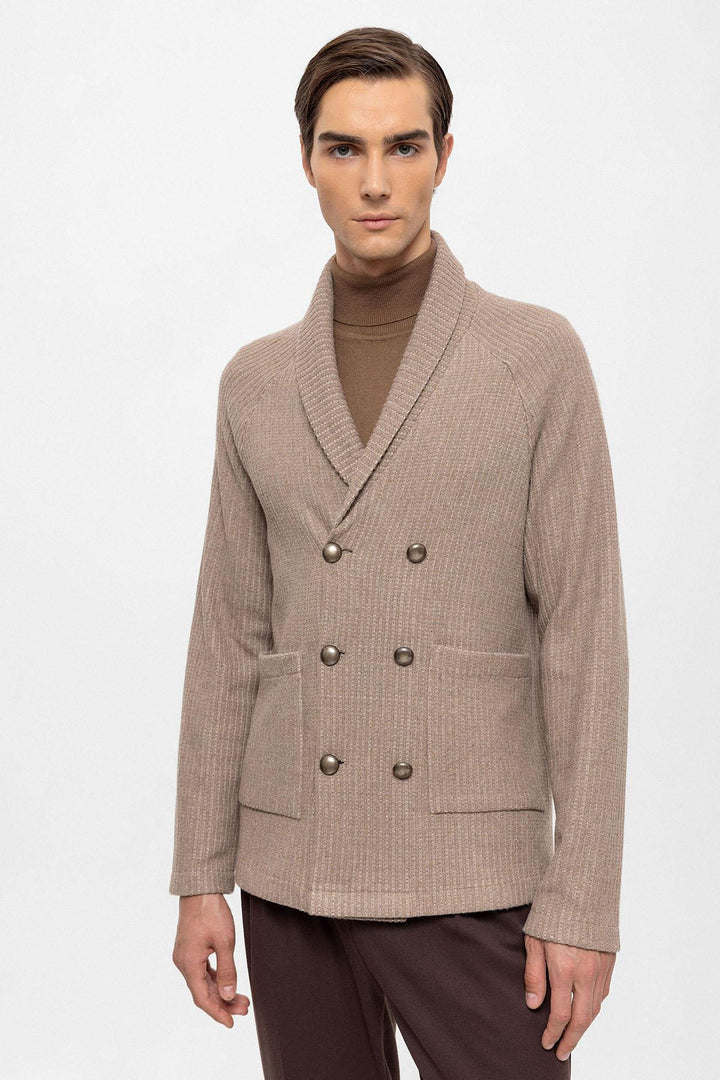 ANT Shawl Collar Double Breasted Closure Men's Cardigan - Alcobaça