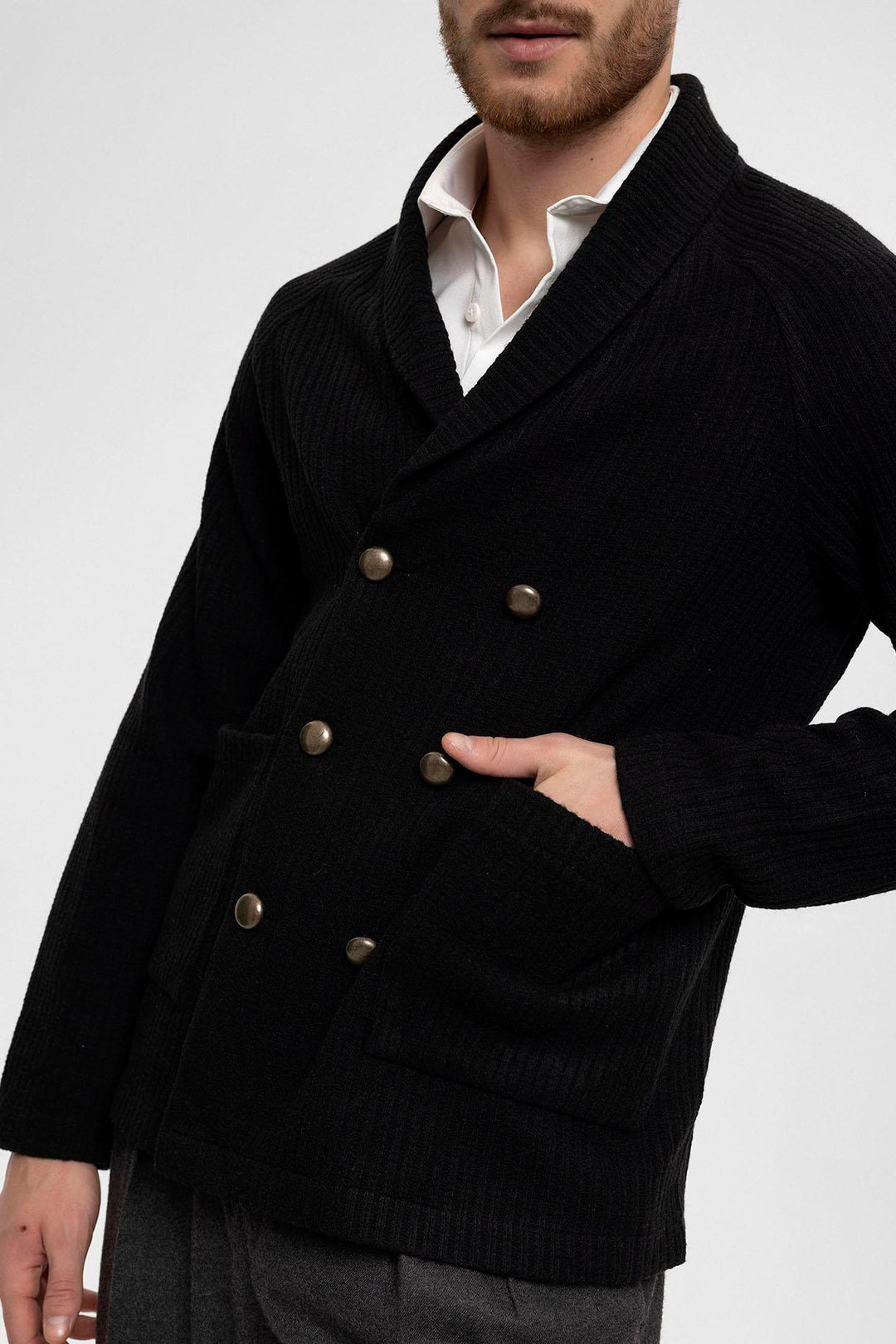 ANT Shawl Collar Double Breasted Closure Men's Cardigan - Ciudad Melchor Múzquiz