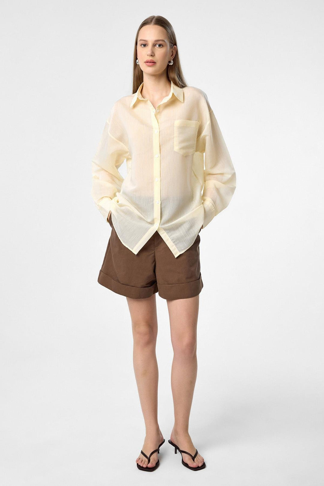 ANT Antioch Yellow Relax Fit Striped Long Sleeve Women's Shirt - Velsen-Zuid