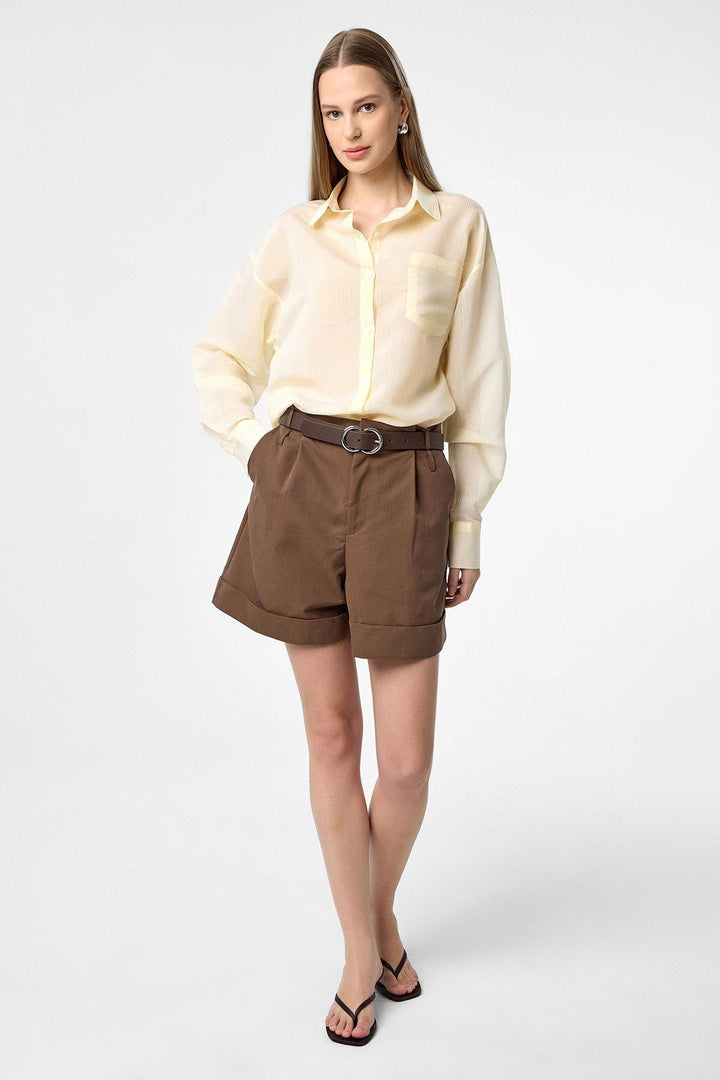 ANT Antioch Yellow Relax Fit Striped Long Sleeve Women's Shirt - Velsen-Zuid