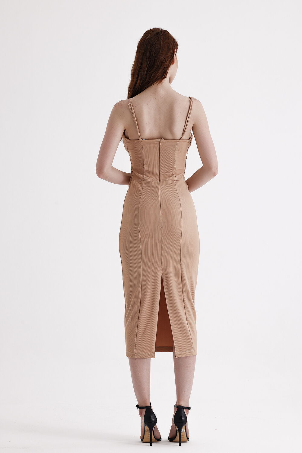 SNS Sense Beige Back Zippered Dress with Hidden Pocket and Straps Ottoman - West Palm Beach