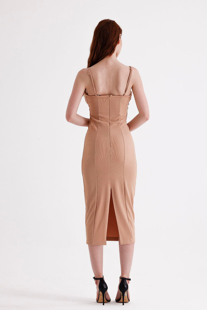 SNS Sense Beige Back Zippered Dress with Hidden Pocket and Straps Ottoman - West Palm Beach