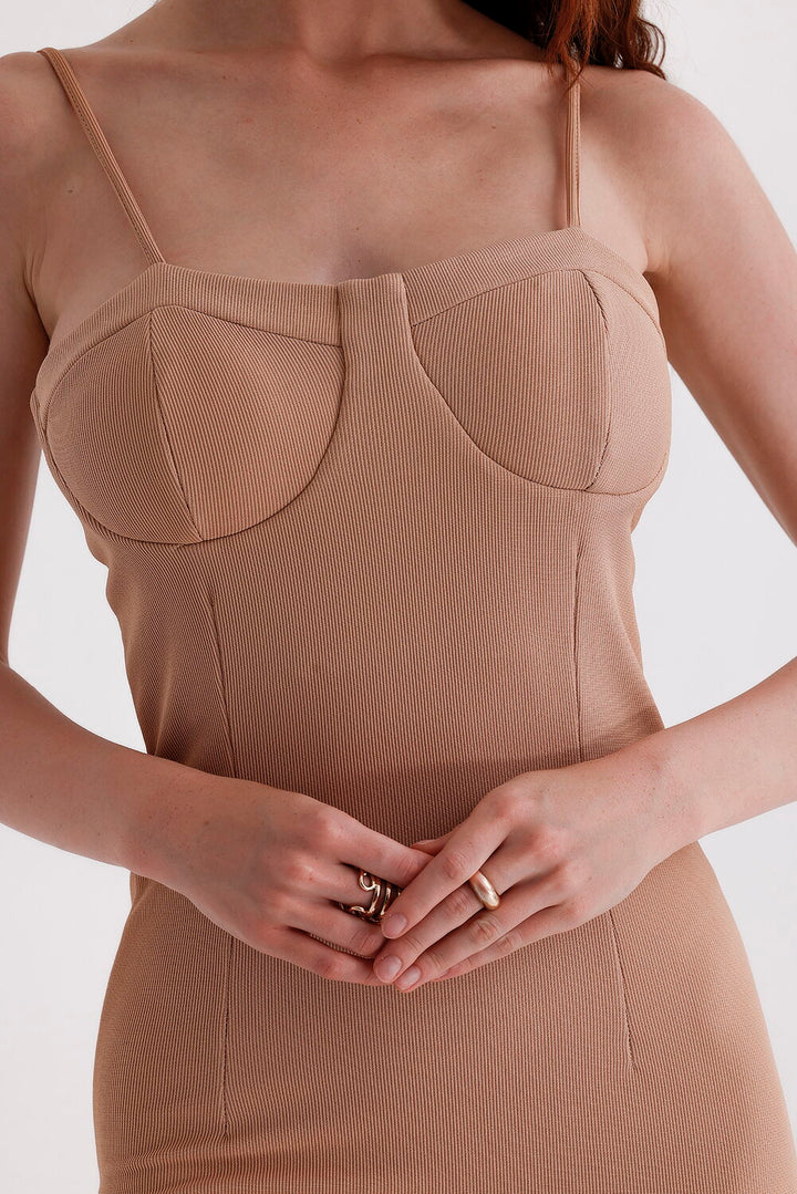 SNS Sense Beige Back Zippered Dress with Hidden Pocket and Straps Ottoman - West Palm Beach