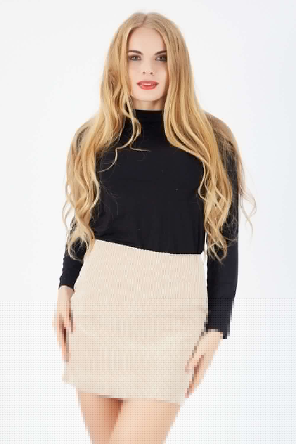 SNS Sense Beige Hidden Zipper Short Velvet Skirt - Lancaster