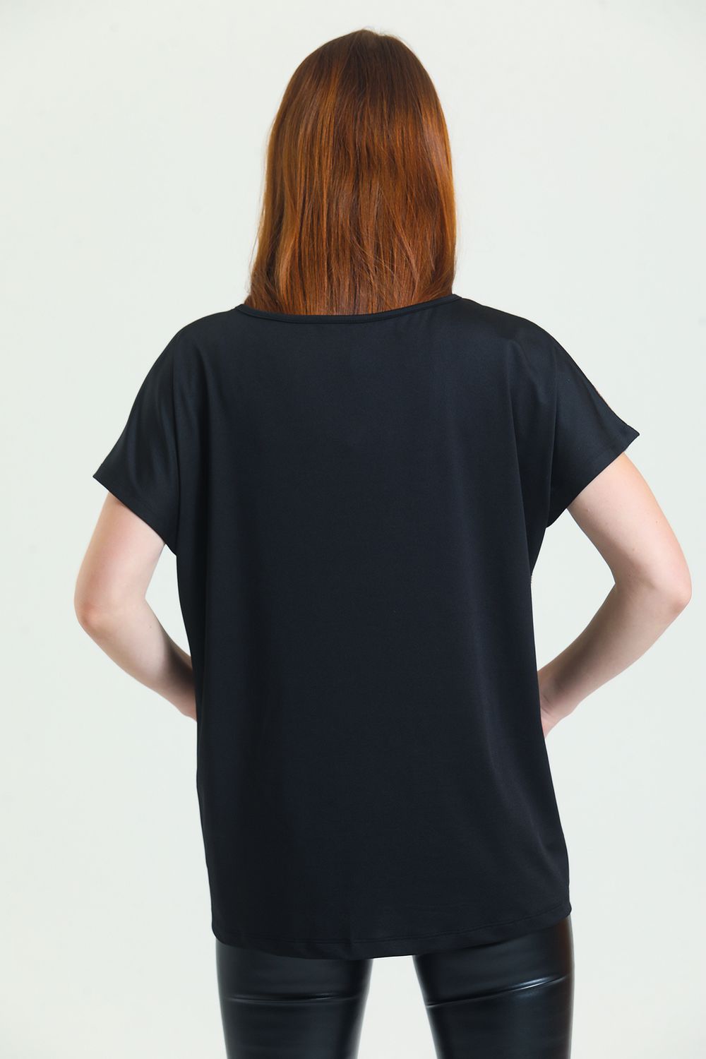 SNS Sense Bej says Black Snake. Front Sequined Plus Size Blouse - Escondido