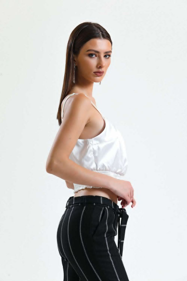 SNS Sense White Embroidered Printed Satin Blouse - Sunderland