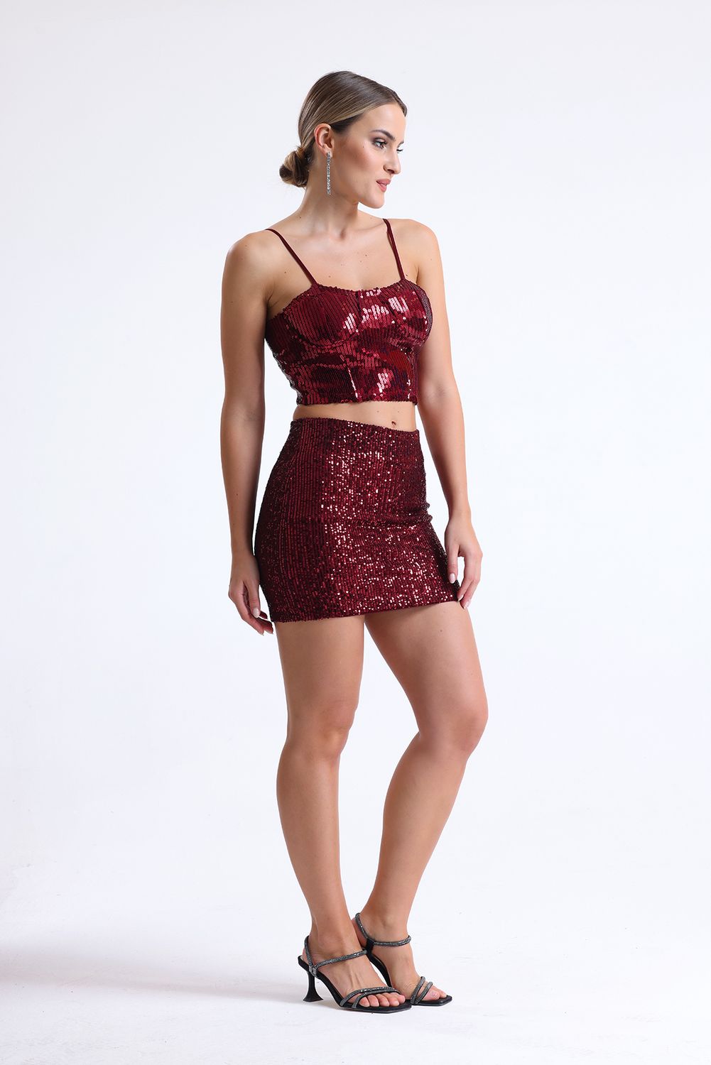 SNS Burgundy pencil skirt with a slit - Stanton