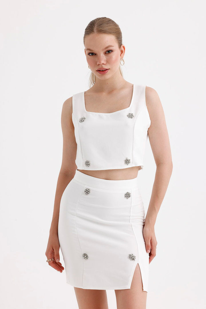 SNS Sense Ecru Skirt Blouse 2-Piece Set - Kentwood