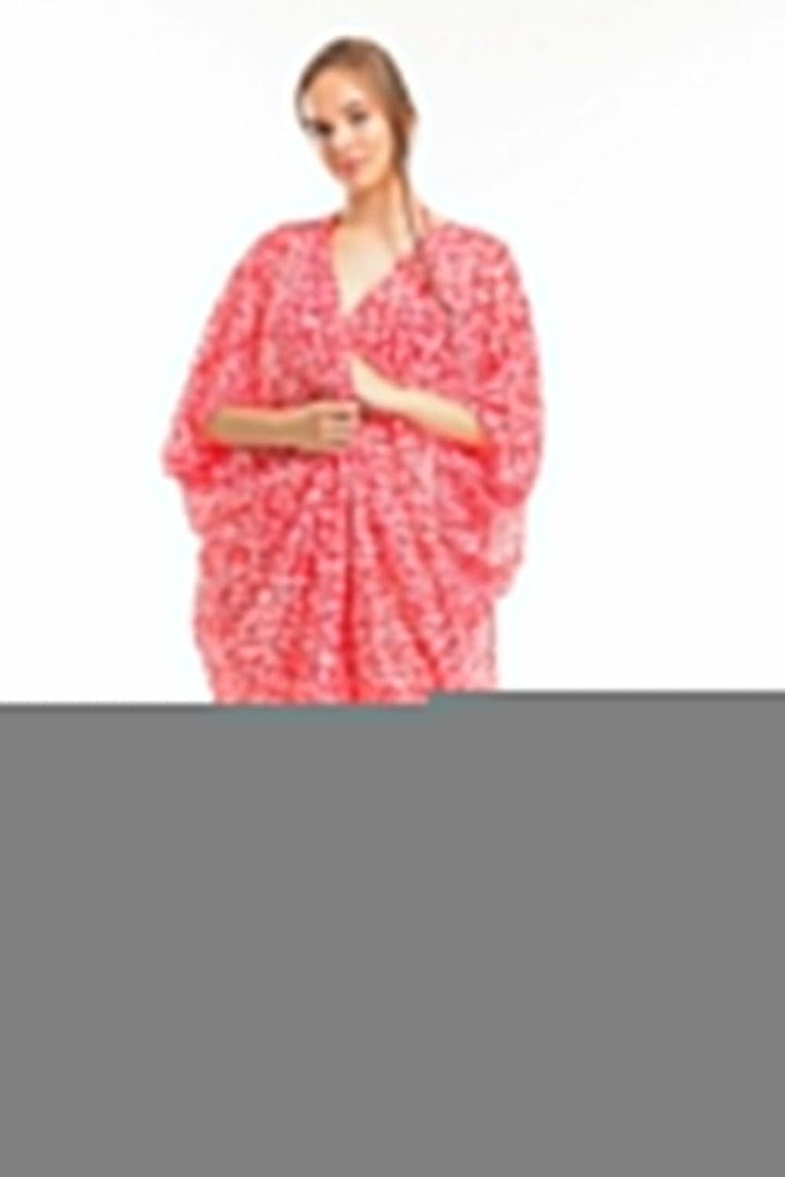 SNS Sense Fuchsia Square Pattern Chiffon Beach Kimono - Flagstaff