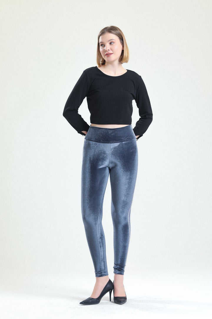 SNS Velvet Leggings with Stone Detailed Sides - Carmen