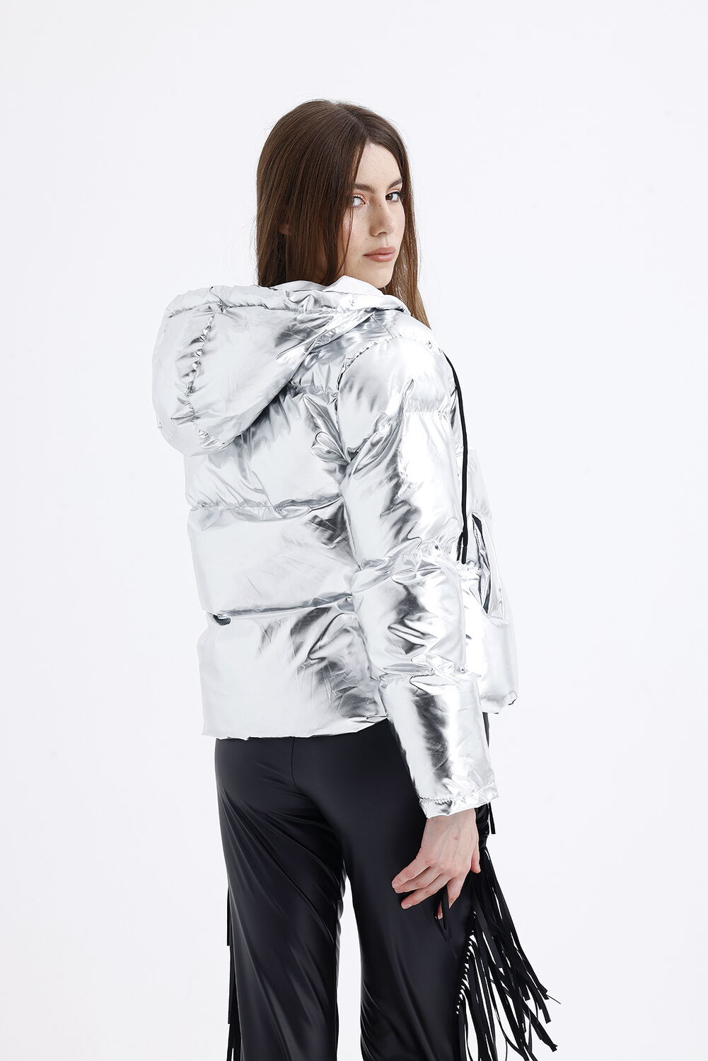 SNS Sense Silver Hooded Fiber Filled Reflective Jacket - Miami Beach