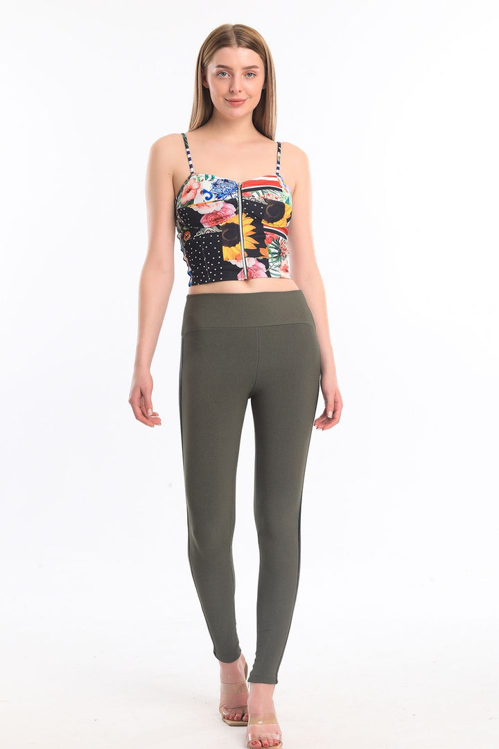 SNS Sense Right Leather Striped Ottoman Leggings_Tyt32302 - Lima