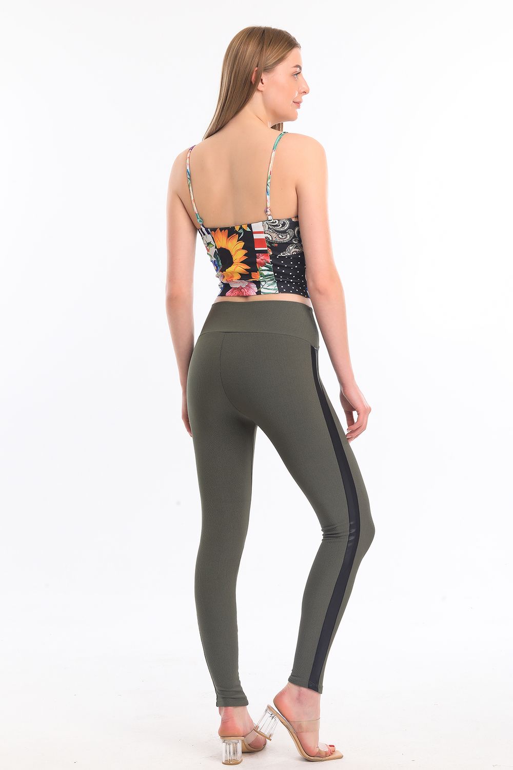 SNS Sense Right Leather Striped Ottoman Leggings_Tyt32302 - Lima