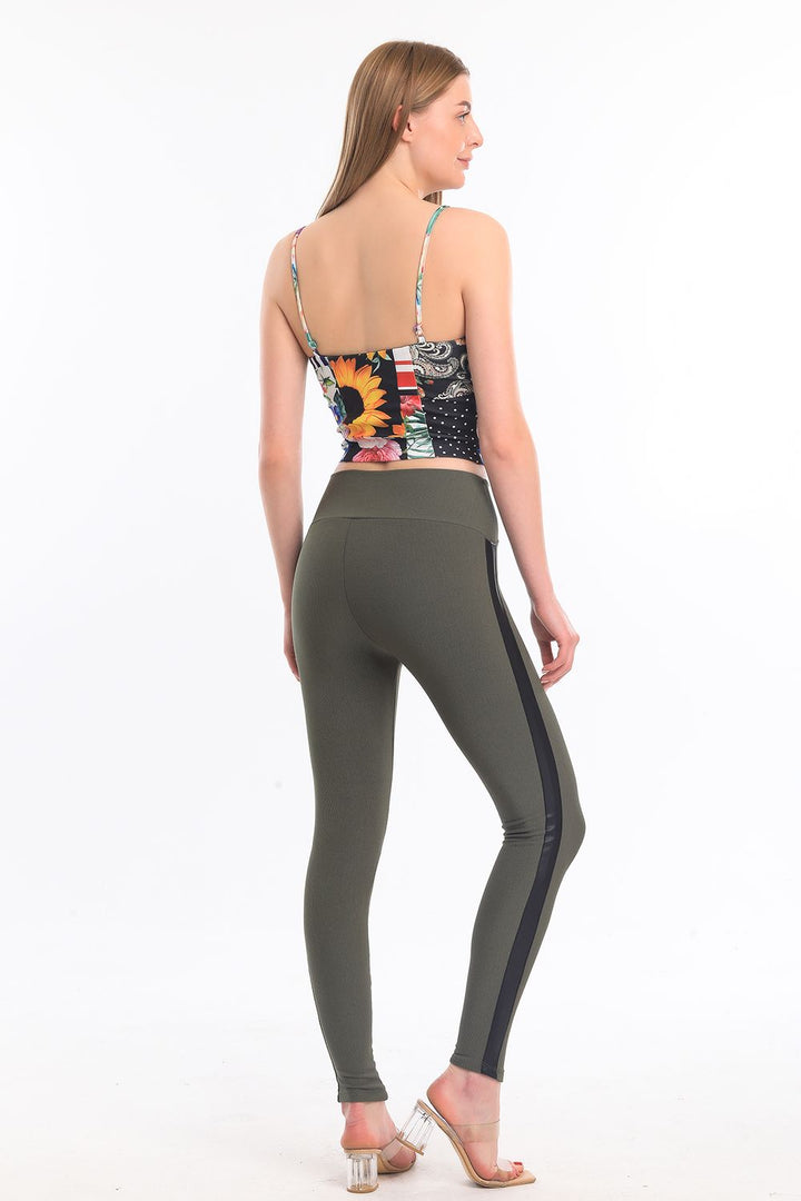 SNS Sense Right Leather Striped Ottoman Leggings_Tyt32302 - Lima