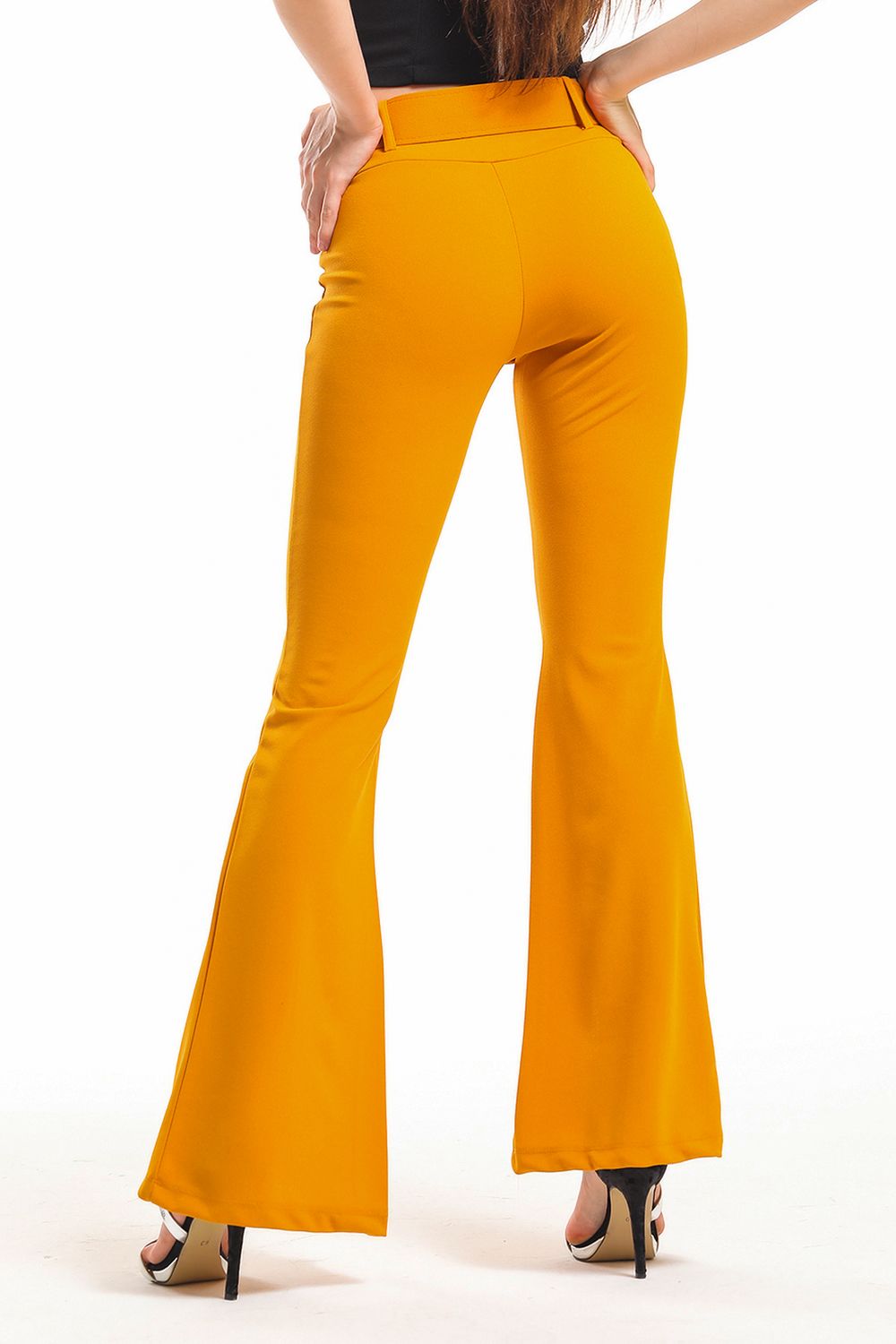 SNS Mustard Belted Flounce Hem Frilled Blouse Steel Trousers - Santiago de Compostela