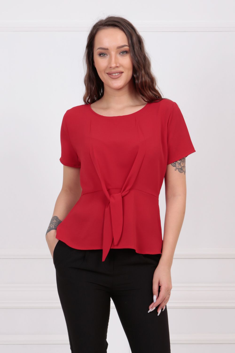 SNS Sense Red Buttoned Babylon Fabric Blouse BLZ32713 - Yorktown