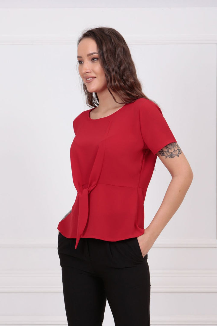 SNS Sense Red Buttoned Babylon Fabric Blouse BLZ32713 - Yorktown