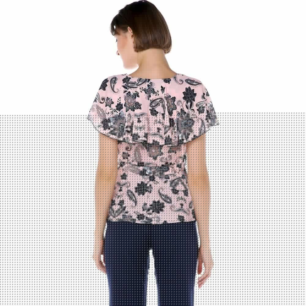 SNS Sense Powder Ruffle Sleeve Double Breasted Patterned Blouse Blz32057 - Hobbs