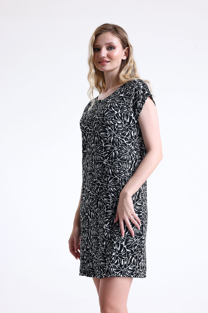 SNS Sense Black Ecru Patterned Bodycon Dress - Daugavpils