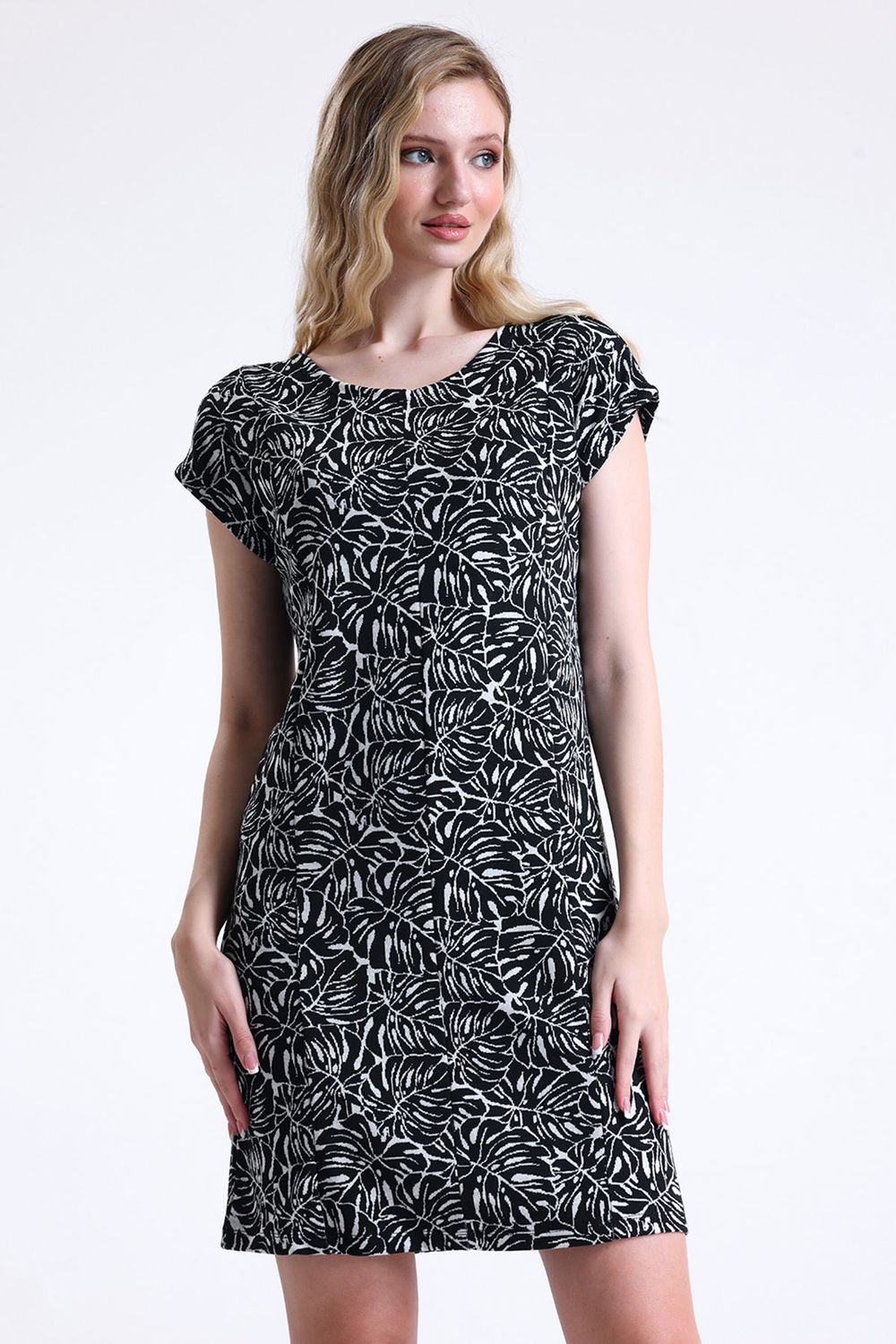 SNS Sense Black Ecru Patterned Bodycon Dress - Daugavpils