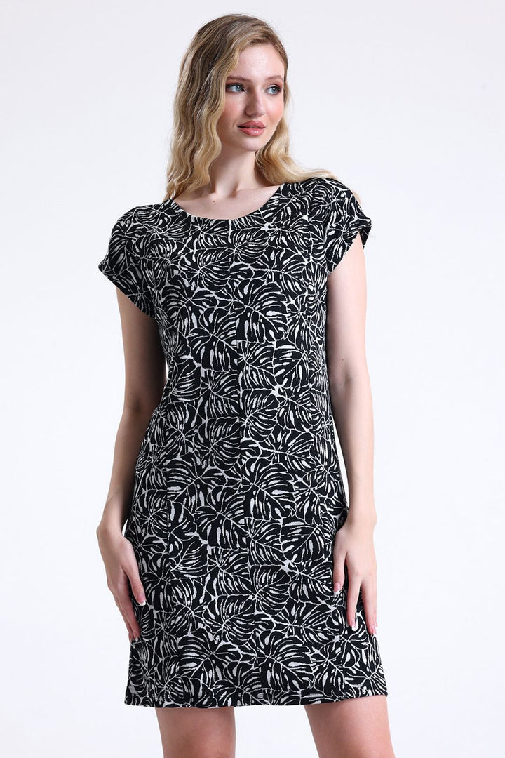 SNS Sense Black Ecru Patterned Bodycon Dress - Daugavpils
