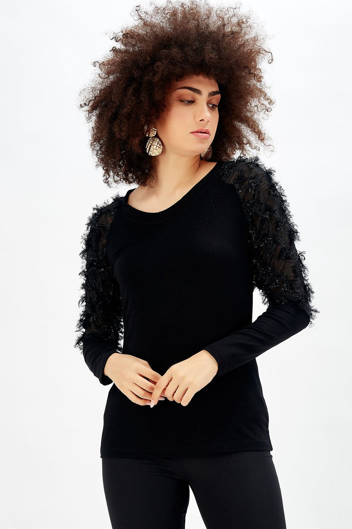 SNS Sense Black Viscose Blouse_Blz32722 - Waukegan