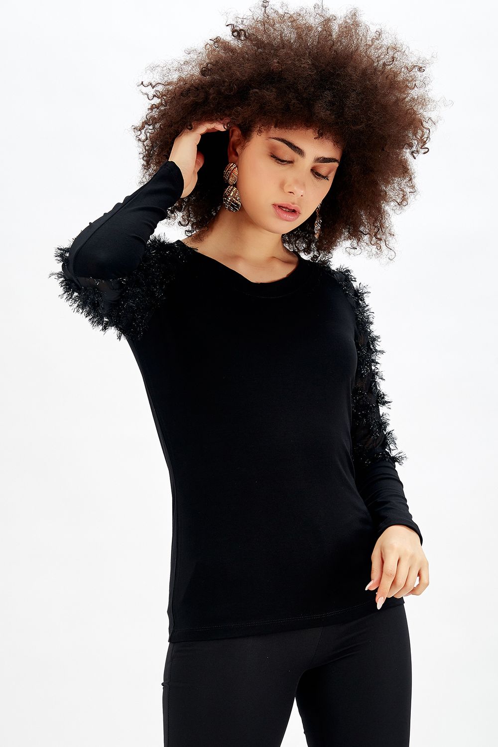 SNS Sense Black Viscose Blouse_Blz32722 - Waukegan