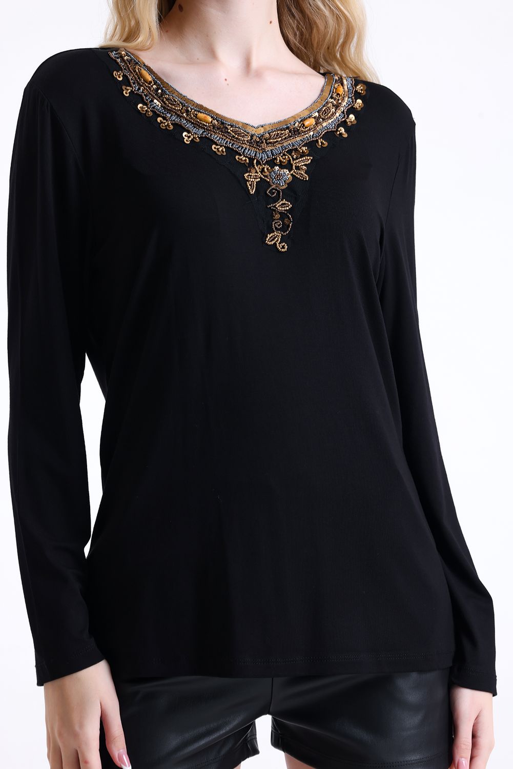 SNS Sense Black Sequined Viscose Blouse - Midwest City