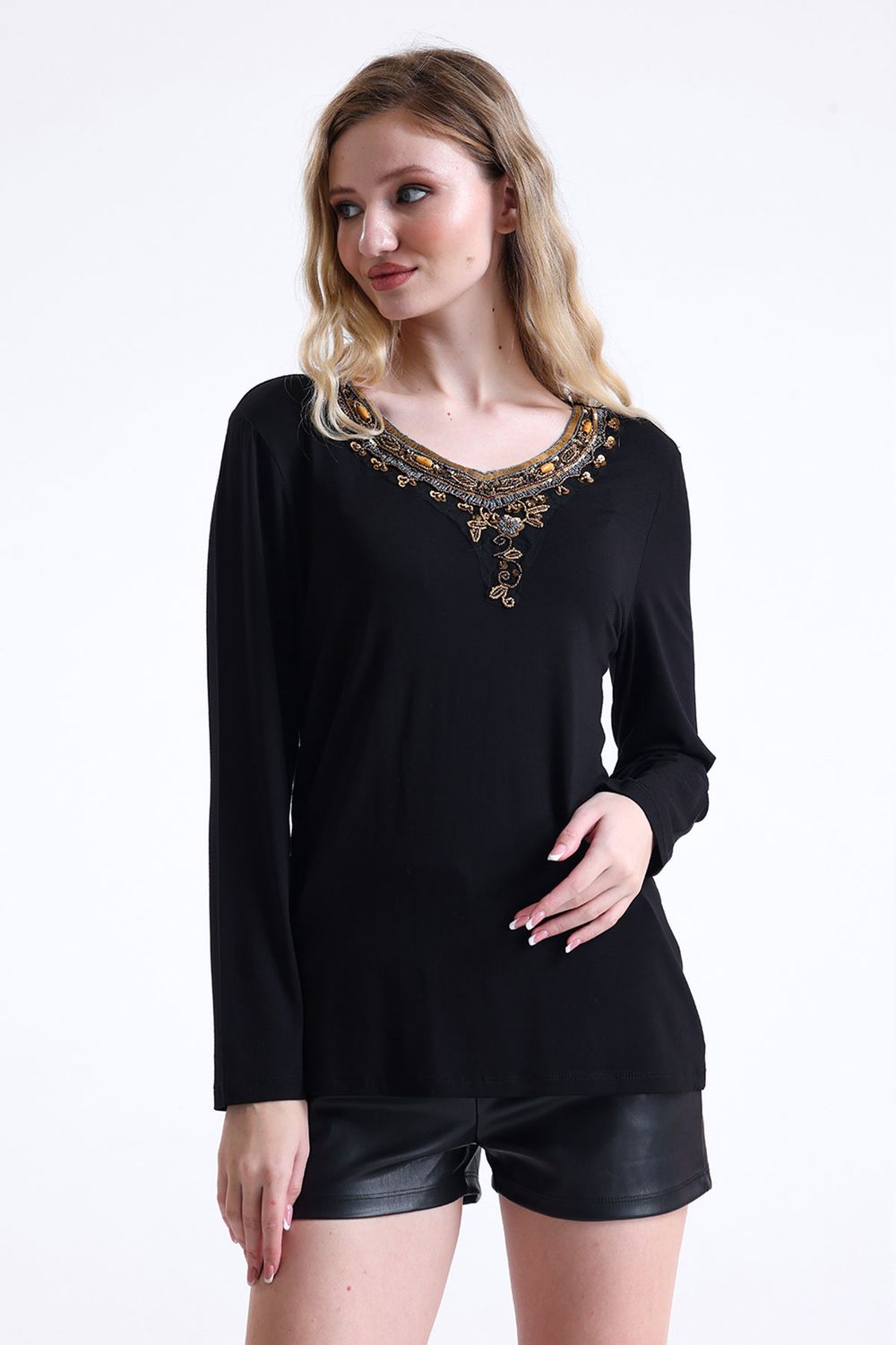 SNS Sense Black Sequined Viscose Blouse - Midwest City