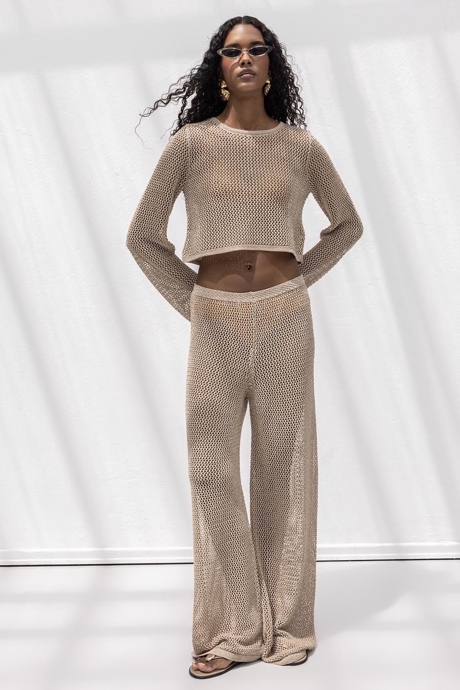BSL Women Glittery Knitted Loose Beach Pants - Wheaton