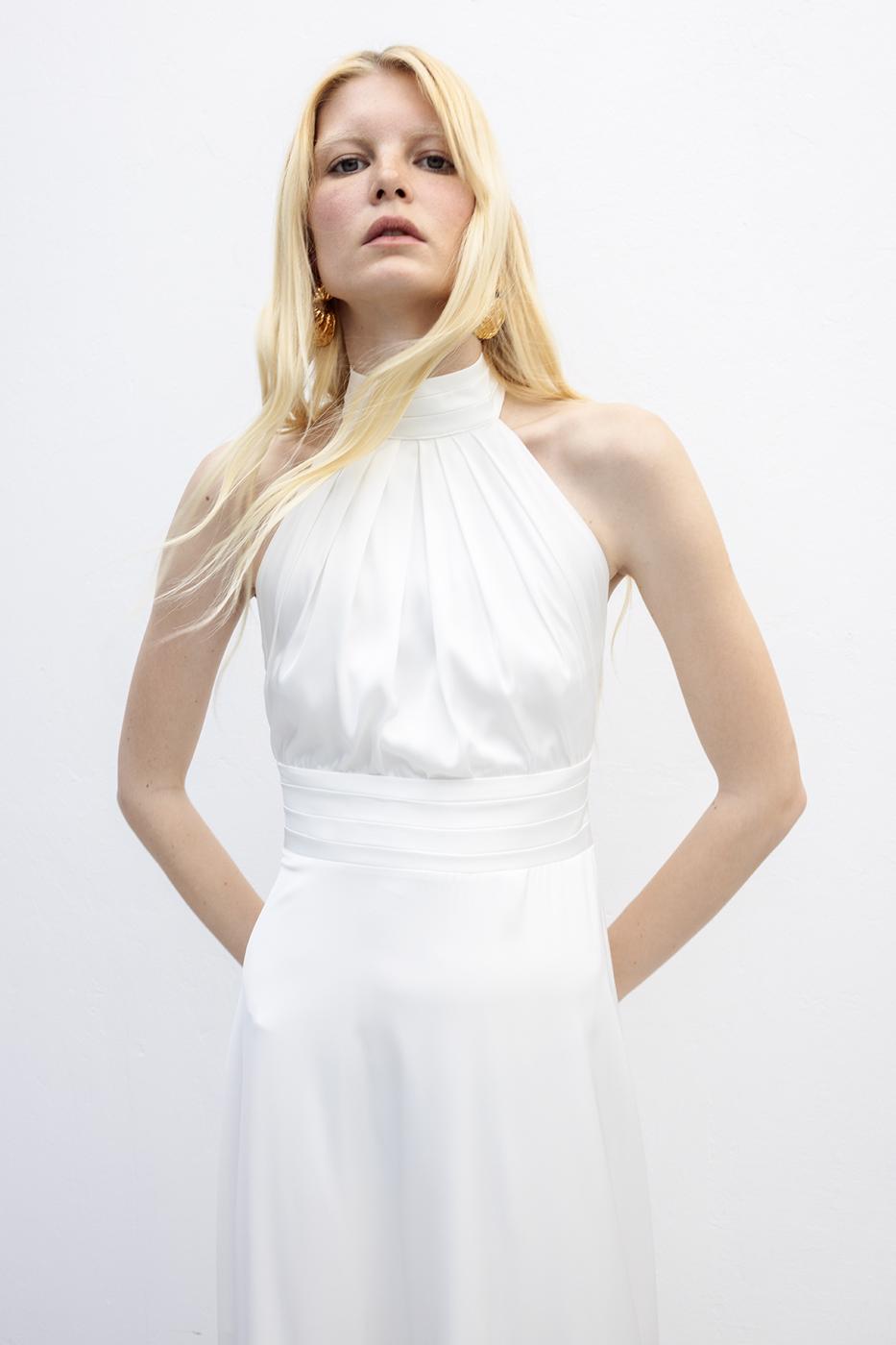 BSL Women Backless Satin Maxi Dress - Martínez de la Torre