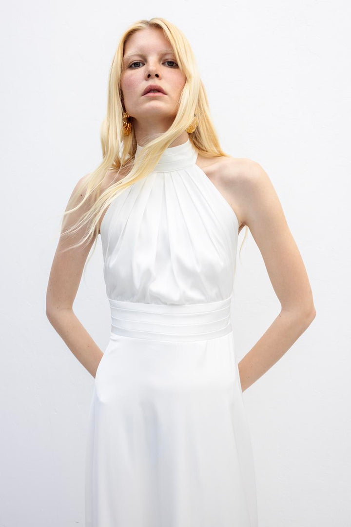 BSL Women Backless Satin Maxi Dress - Martínez de la Torre