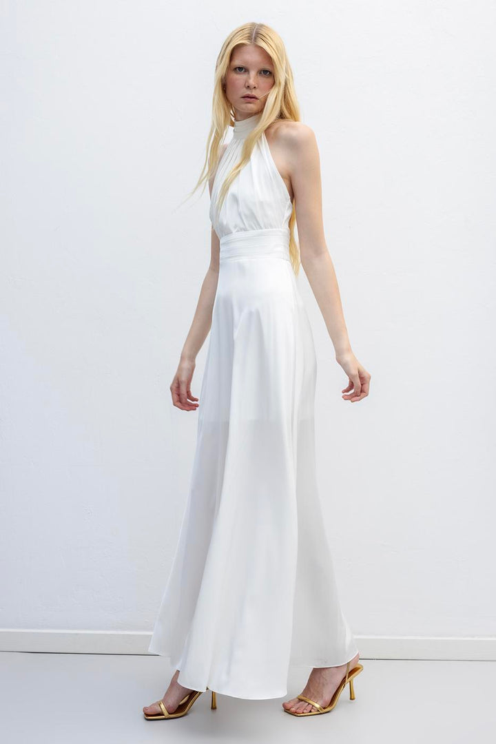 BSL Women Backless Satin Maxi Dress - Martínez de la Torre