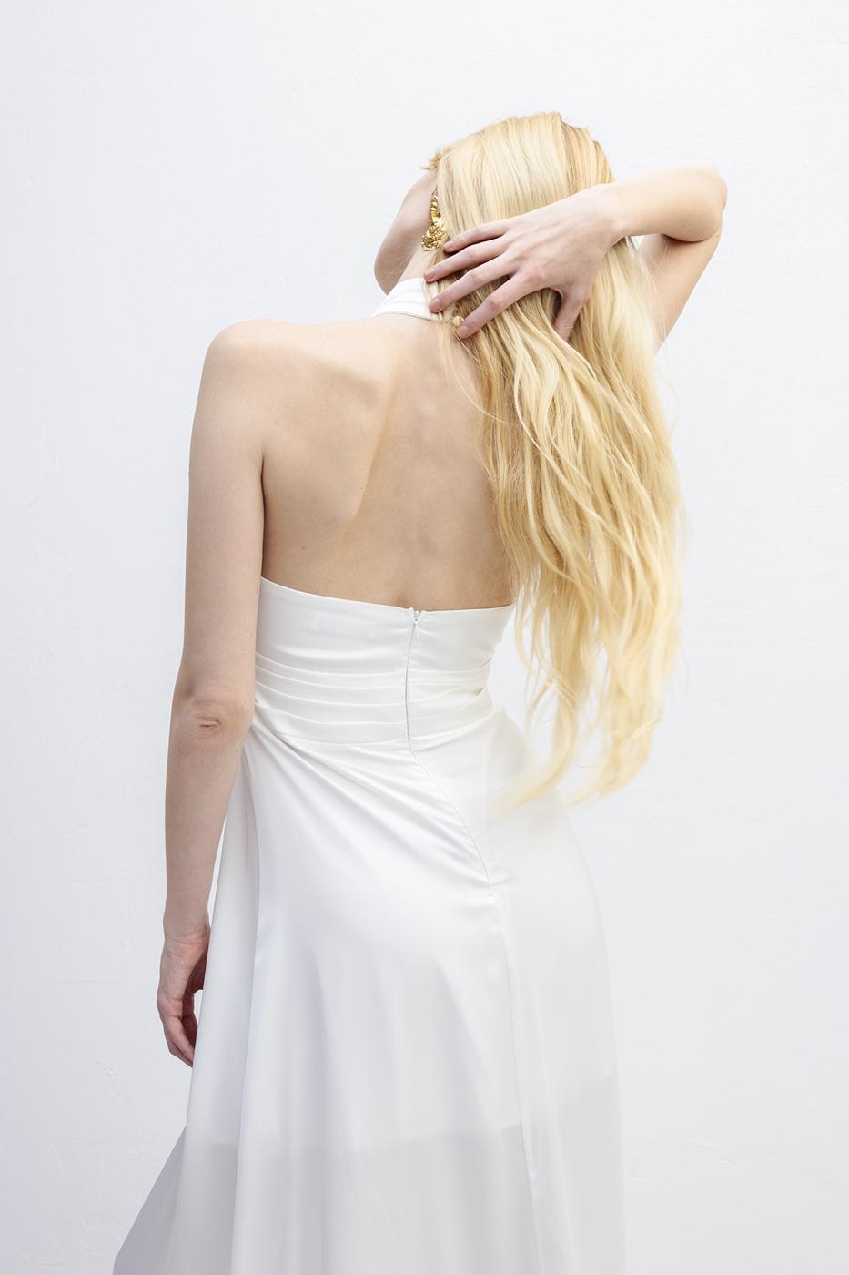 BSL Women Backless Satin Maxi Dress - Martínez de la Torre