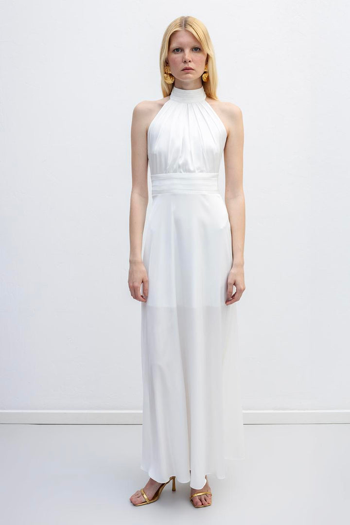 BSL Women Backless Satin Maxi Dress - Martínez de la Torre