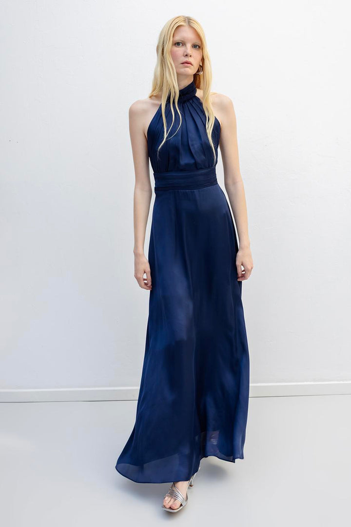 BSL Women Backless Satin Maxi Dress - Doetinchem